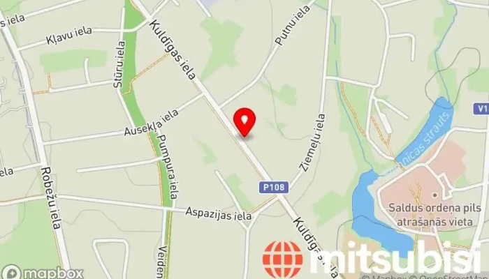 karte no Auto V. A. G. A. Autodaļu veikals, Veikals, Riepu veikals, Riepu tirdzniecība iekš Saldus