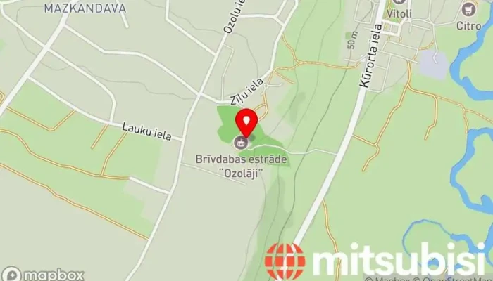 karte no Brīvdabas estrāde ''Ozolāji'' Amfiteātris iekš Kandava