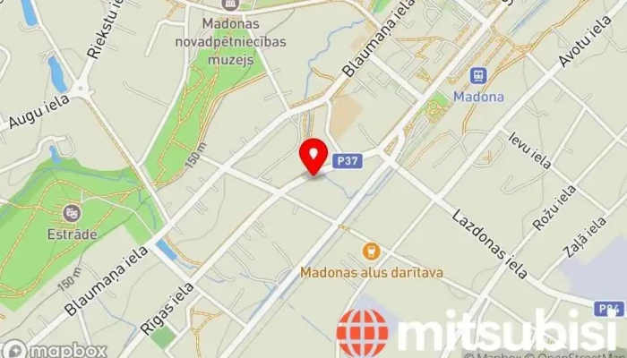 karte no Latvijas lauku serviss Dārzniecības preču veikals, Saimniecības preču veikals, Zāles pļaujmašīnu veikals, Instrumentu veikals iekš Madona