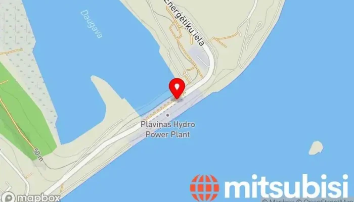 karte no Pļaviņu HES Hidroelektrostacija iekš Aizkraukle