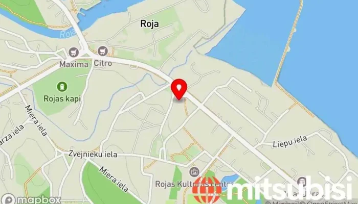 karte no Rojas autoosta Autobusu depo, Pārtikas veikals iekš Roja