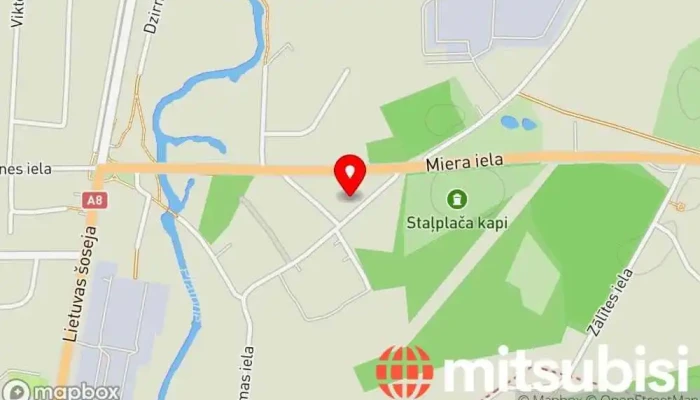 karte no Route A8 Auto Tirdznieciba  iekš Jelgava
