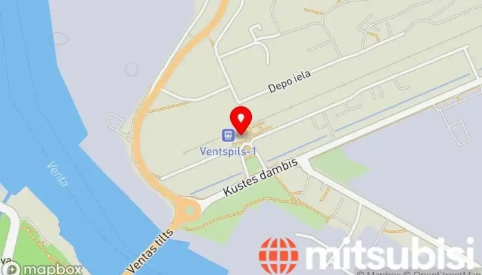 karte no Ventspils pasažieru dzelzceļa stacija Dzelzceļu pakalpojumi iekš Ventspils